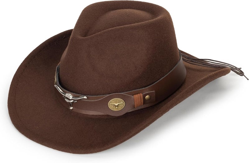 FGSS Kids Western Hats Boys Girls Cowboy Felt Fedora with Belt Buckle 3-7T - Image 1